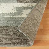 10' Light Blue And Ivory Patchwork Power Loom Stain Resistant Runner Rug - Homeroots