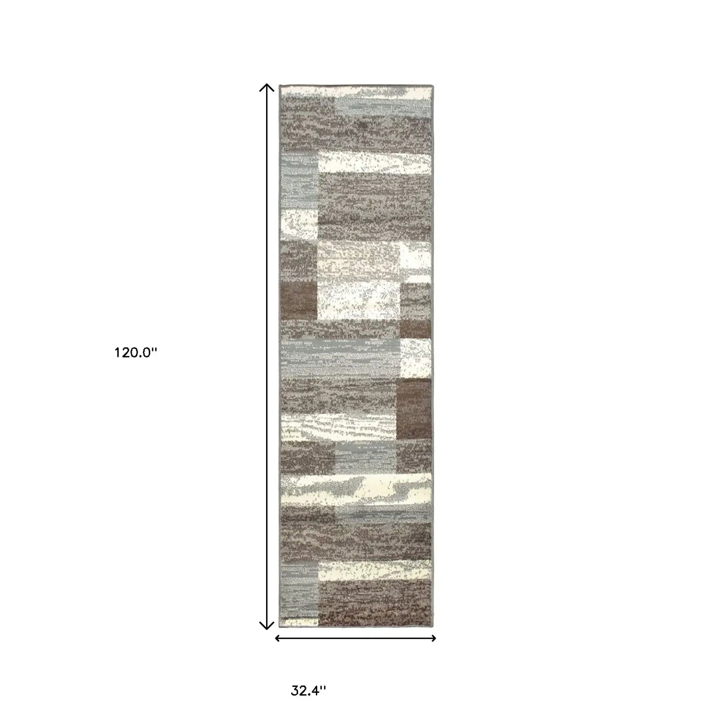 10' Light Blue And Ivory Patchwork Power Loom Stain Resistant Runner Rug - Homeroots - Flyclothing LLC