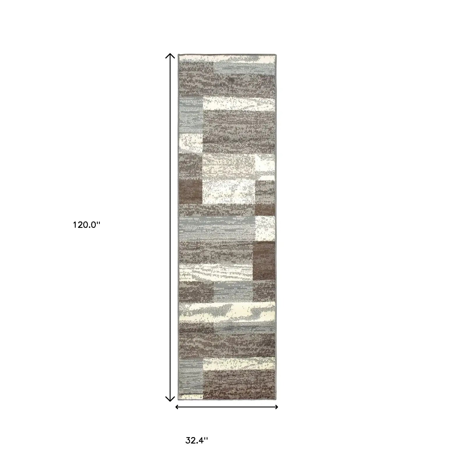 10' Light Blue And Ivory Patchwork Power Loom Stain Resistant Runner Rug - Homeroots - Flyclothing LLC