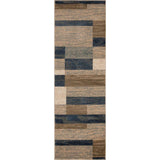 10' Midnight Navy Patchwork Power Loom Stain Resistant Runner Rug - Homeroots