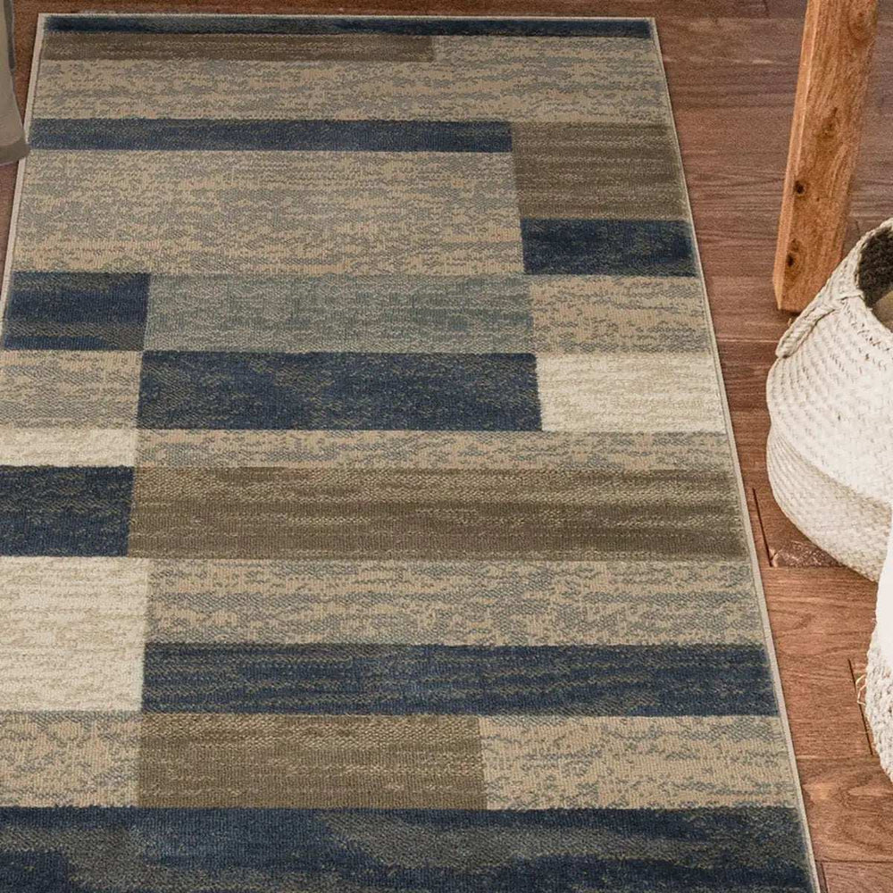 10' Midnight Navy Patchwork Power Loom Stain Resistant Runner Rug - Homeroots - Flyclothing LLC