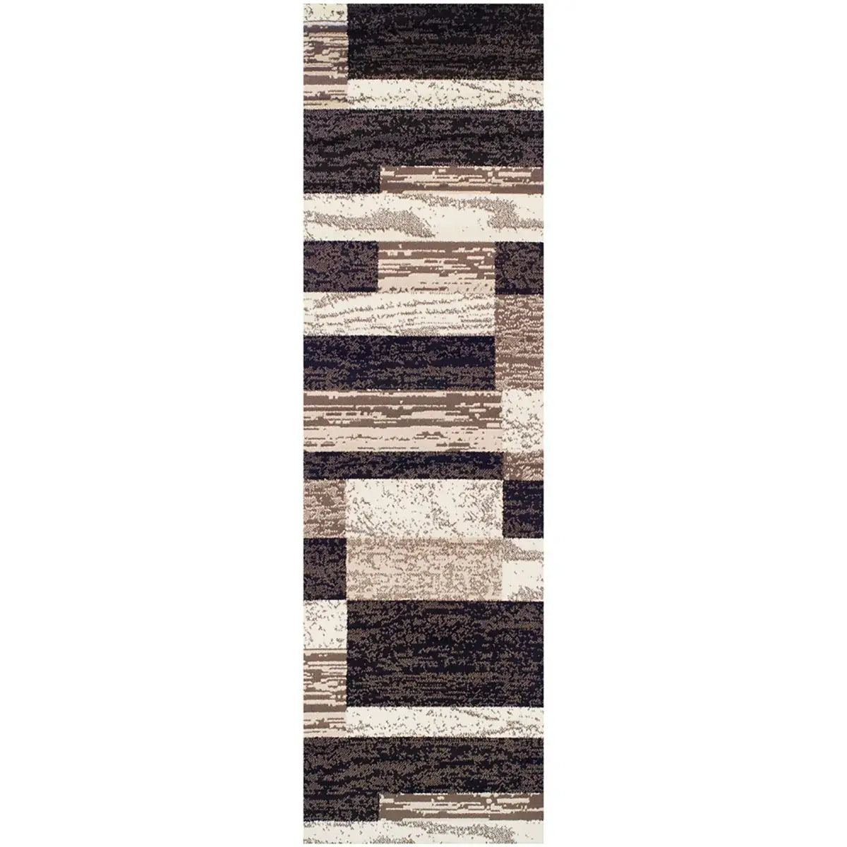 12' Chocolate Patchwork Power Loom Runner Rug - Homeroots - Flyclothing LLC