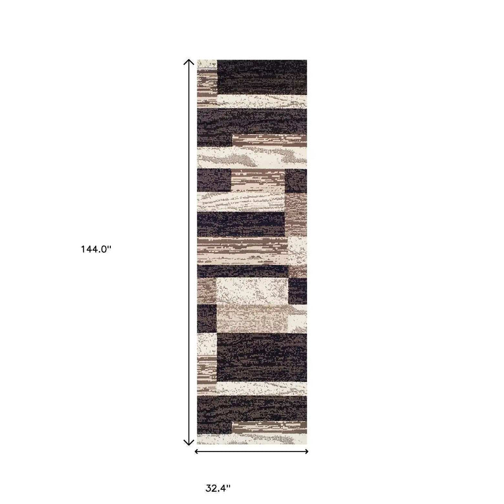 12' Chocolate Patchwork Power Loom Runner Rug - Homeroots - Flyclothing LLC