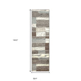 12' Light Blue and Ivory Patchwork Resistant Runner Rug - Homeroots - Flyclothing LLC