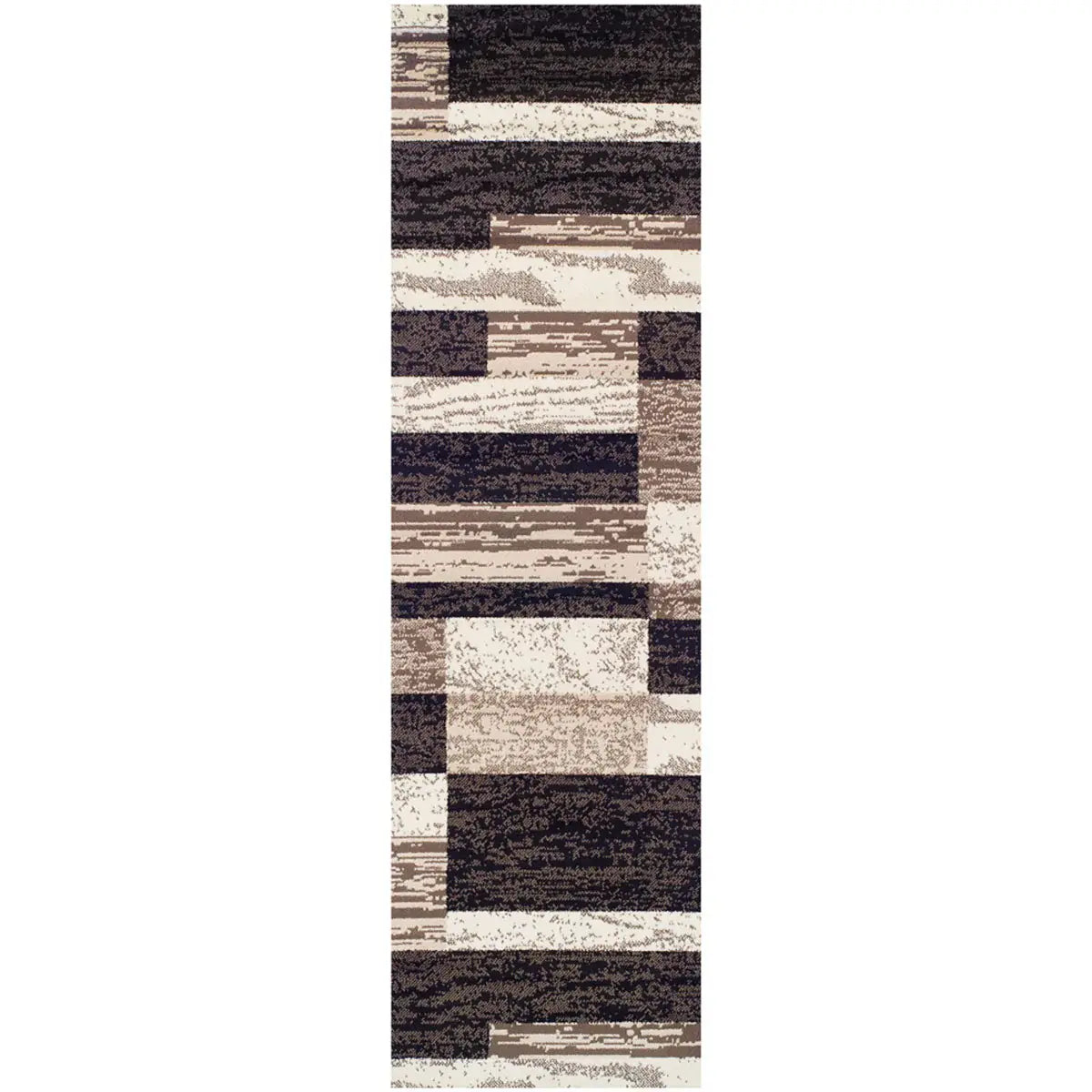 8' Chocolate Patchwork Power Loom Stain Resistant Runner Rug - Homeroots - Flyclothing LLC