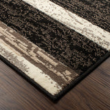 8' Chocolate Patchwork Power Loom Stain Resistant Runner Rug - Homeroots