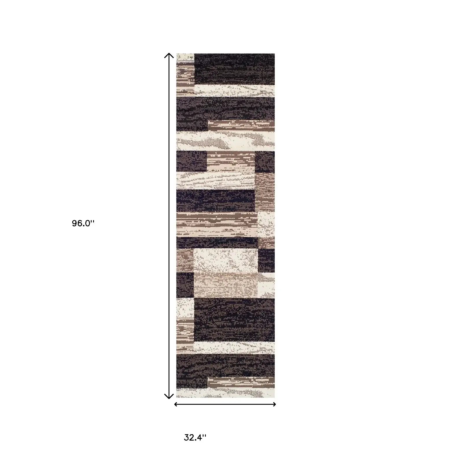 8' Chocolate Patchwork Power Loom Stain Resistant Runner Rug - Homeroots - Flyclothing LLC