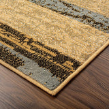 8' Light Blue And Beige Patchwork Power Loom Stain Resistant Runner Rug - Homeroots