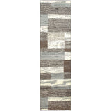 8' Light Blue And Ivory Patchwork Power Loom Stain Resistant Runner Rug - Homeroots