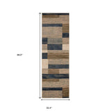 8' Midnight Navy Patchwork Power Loom Stain Resistant Runner Rug - Homeroots - Flyclothing LLC