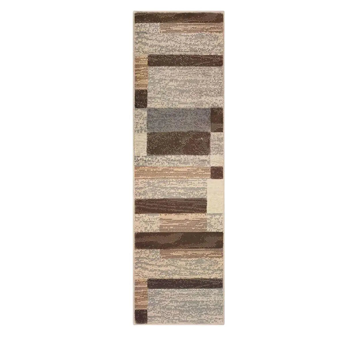8' Slate Patchwork Power Loom Stain Resistant Runner Rug - Homeroots - Flyclothing LLC