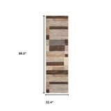 8' Slate Patchwork Power Loom Stain Resistant Runner Rug - Homeroots - Flyclothing LLC