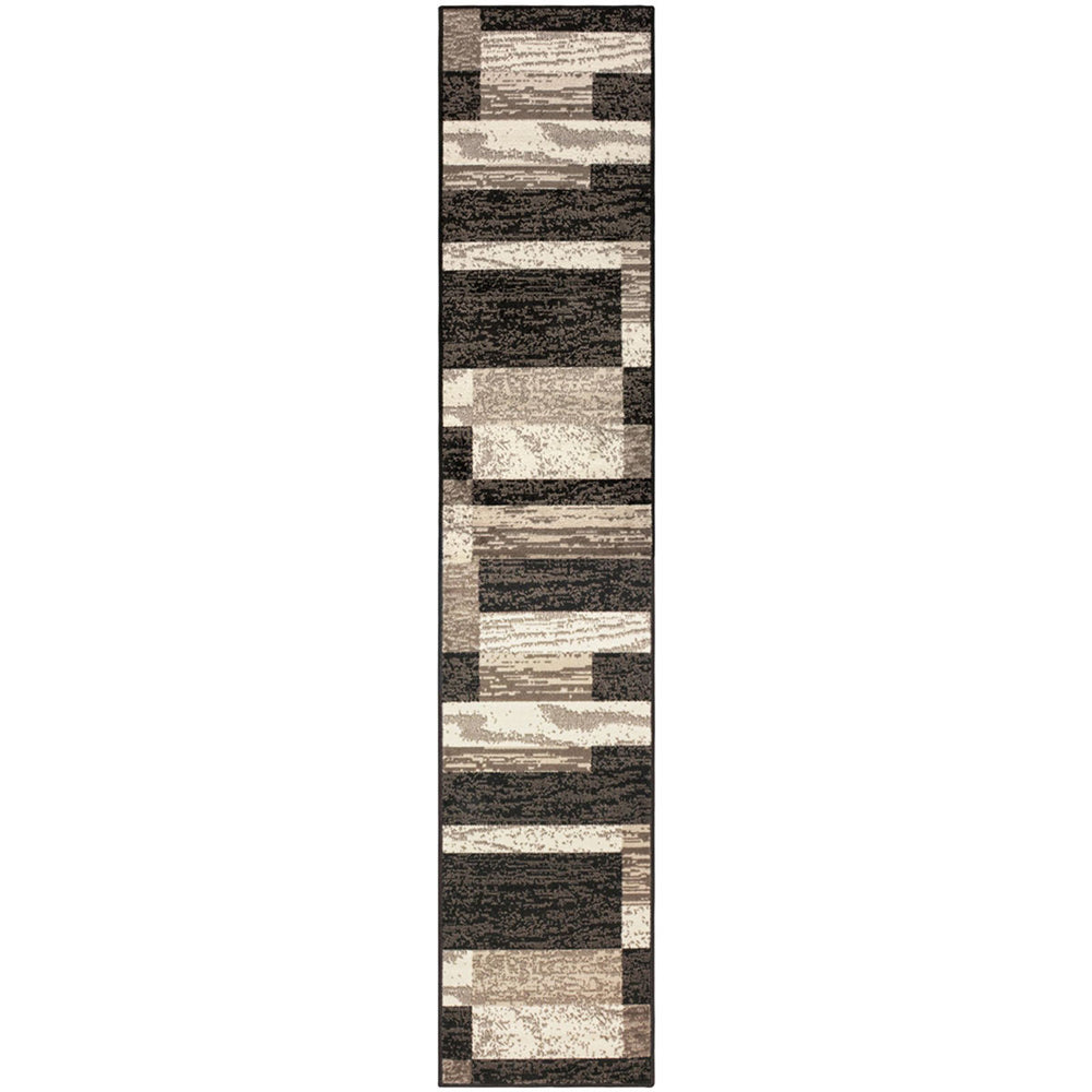 11' Chocolate Patchwork Power Loom Runner Rug - Homeroots