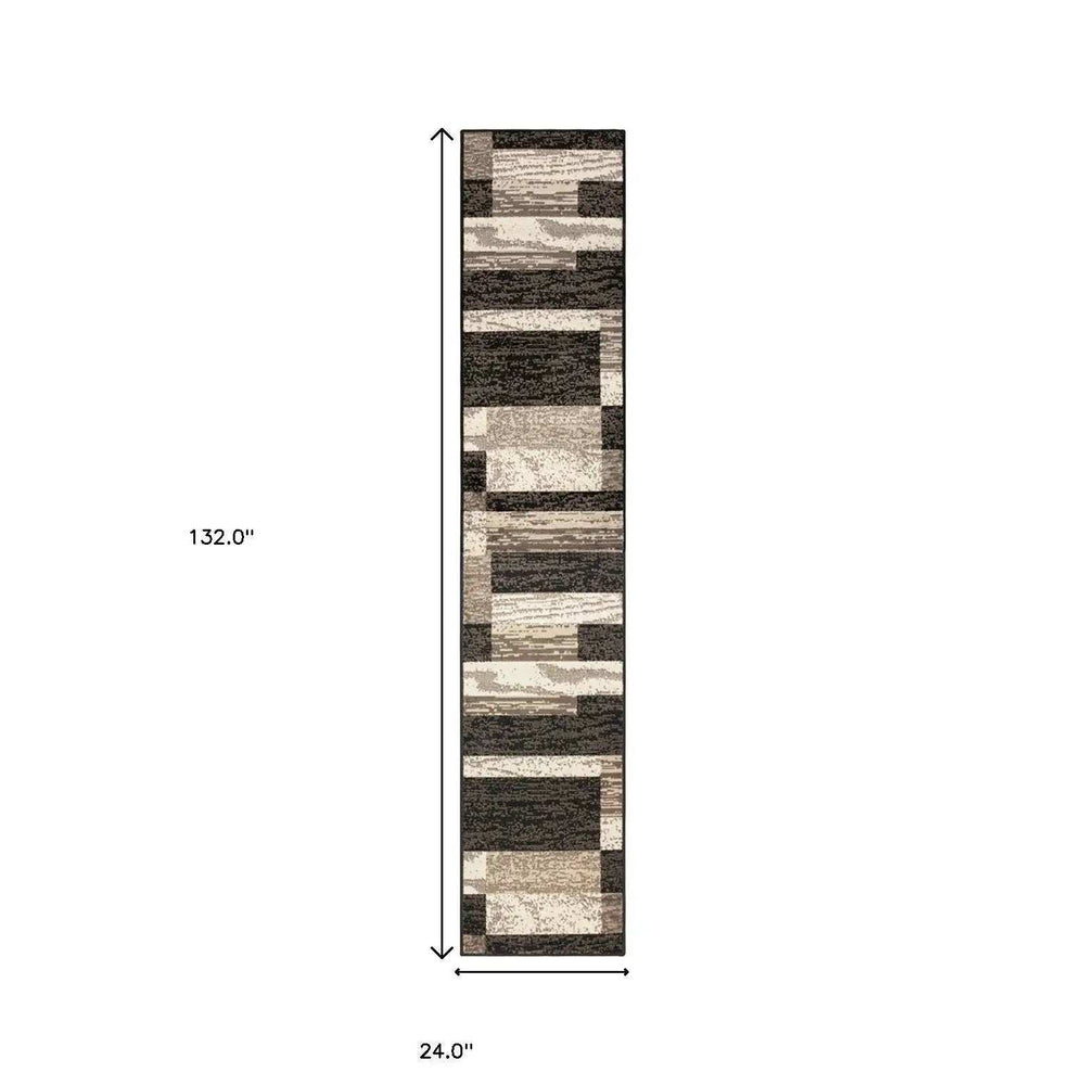 11' Chocolate Patchwork Power Loom Runner Rug - Homeroots - Flyclothing LLC