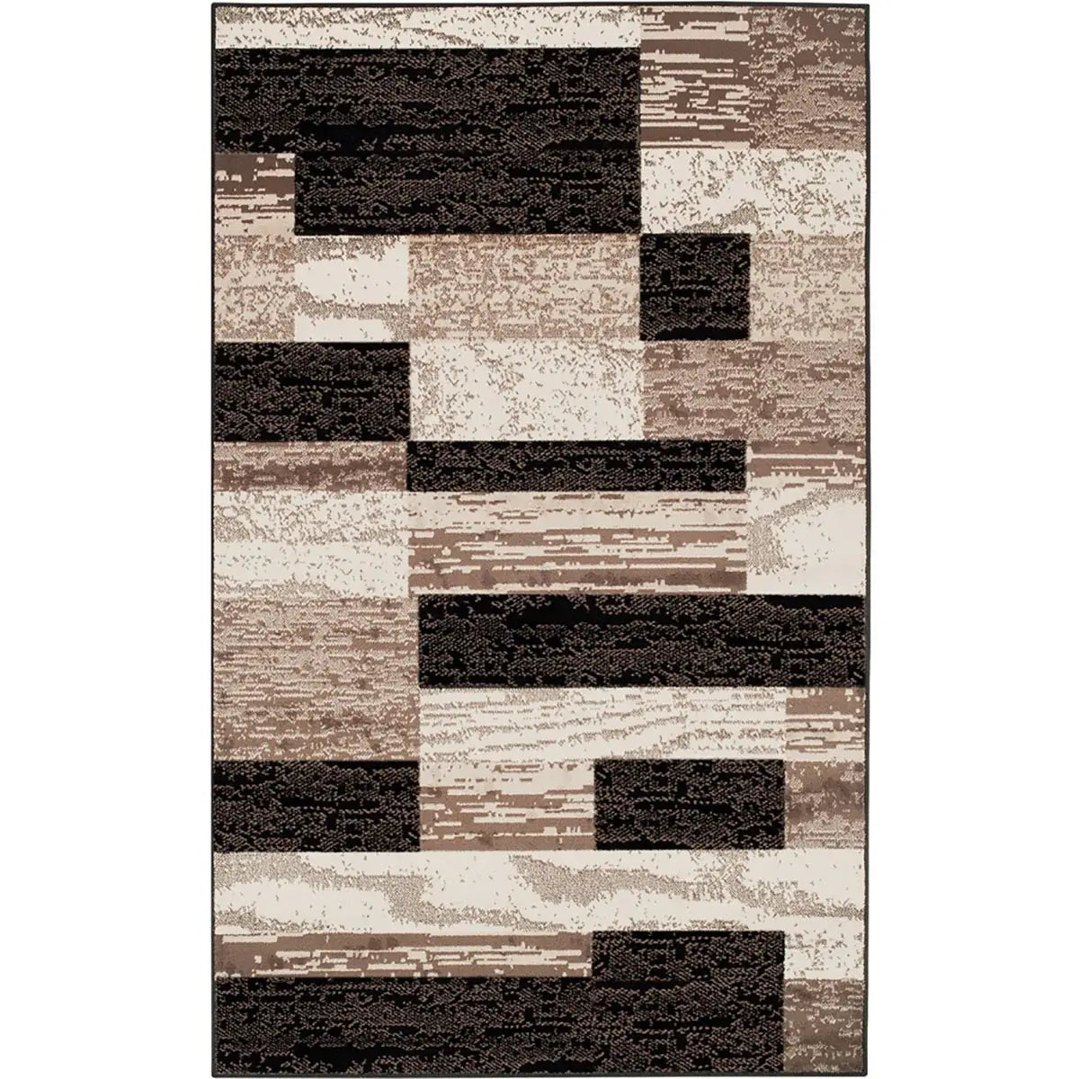 2' X 3' Chocolate Patchwork Power Loom Stain Resistant Area Rug - Homeroots - Flyclothing LLC