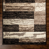 3' X 5' Chocolate Patchwork Power Loom Stain Resistant Area Rug - Homeroots