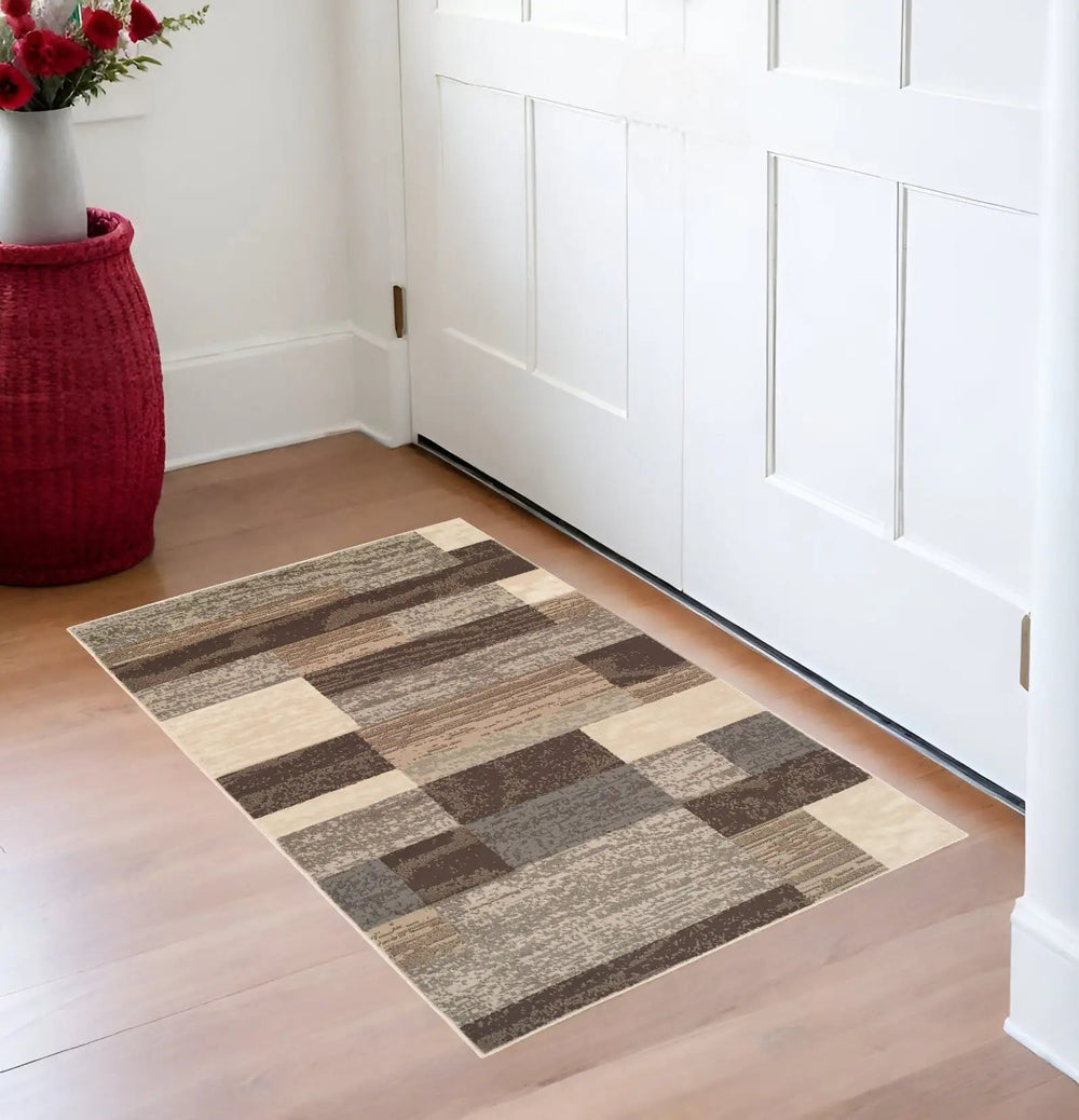 3' X 5' Slate Patchwork Power Loom Stain Resistant Area Rug - Homeroots