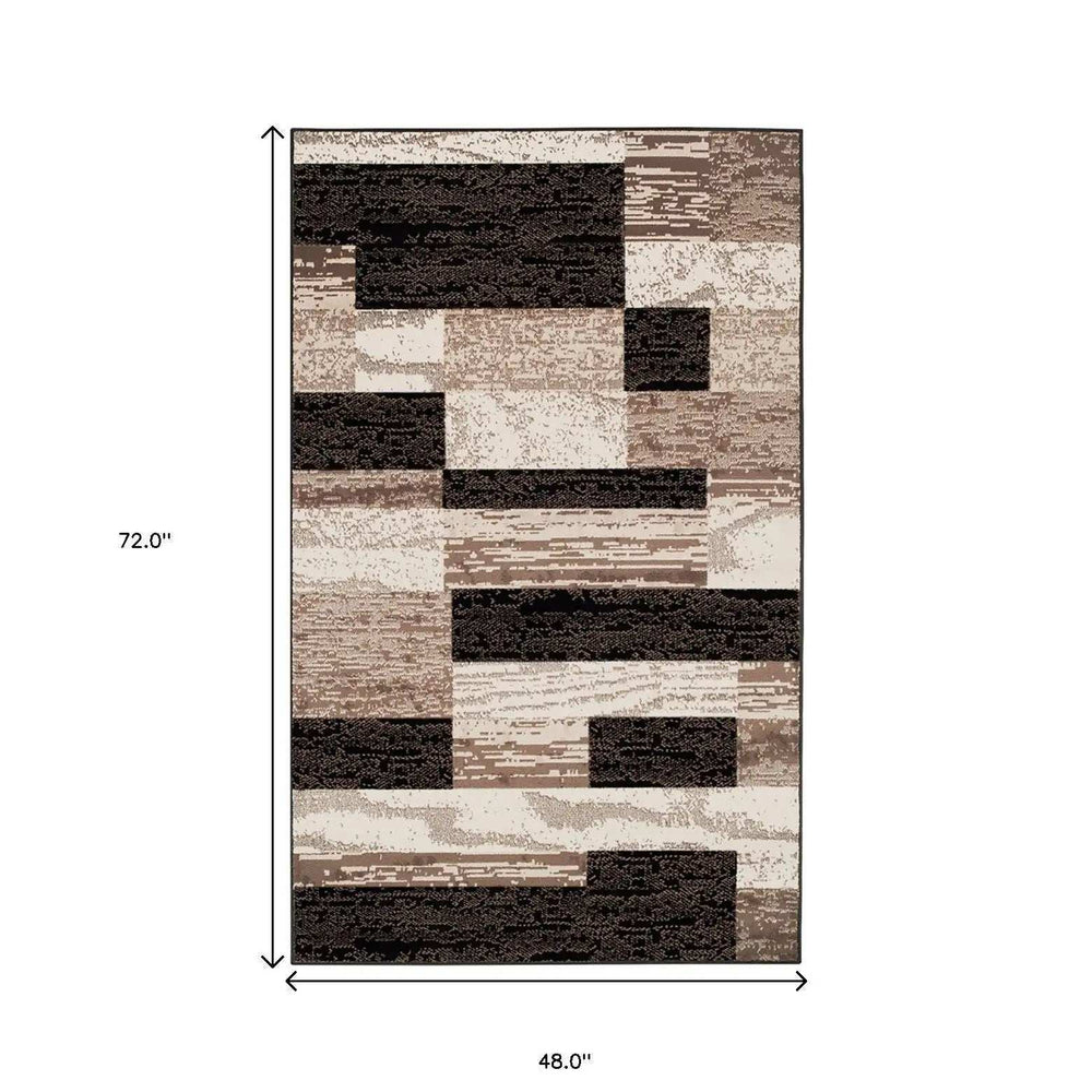 4' X 6' Chocolate Patchwork Power Loom Stain Resistant Area Rug - Homeroots - Flyclothing LLC
