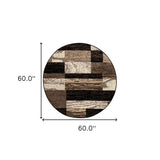 5' Round Chocolate Round Patchwork Power Loom Stain Resistant Area Rug - Homeroots - Flyclothing LLC