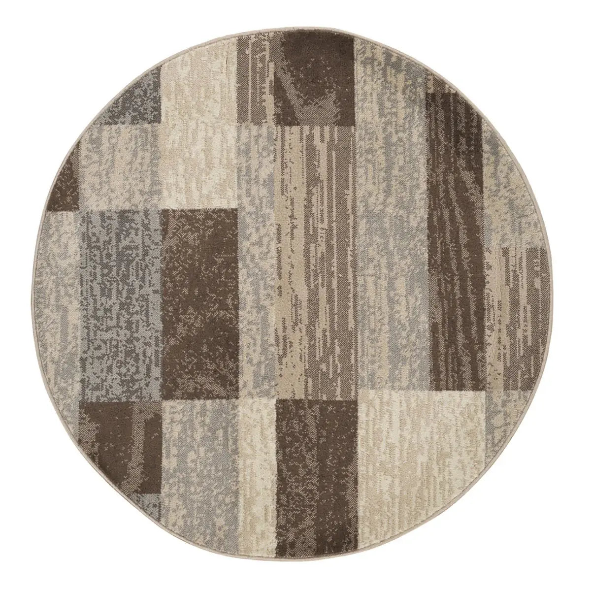 5' Round Slate Round Patchwork Power Loom Stain Resistant Area Rug - Homeroots - Flyclothing LLC