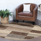 5' Round Slate Round Patchwork Power Loom Stain Resistant Area Rug - Homeroots - Flyclothing LLC