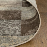5' Round Slate Round Patchwork Power Loom Stain Resistant Area Rug - Homeroots