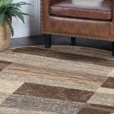 5' Round Slate Round Patchwork Power Loom Stain Resistant Area Rug - Homeroots - Flyclothing LLC