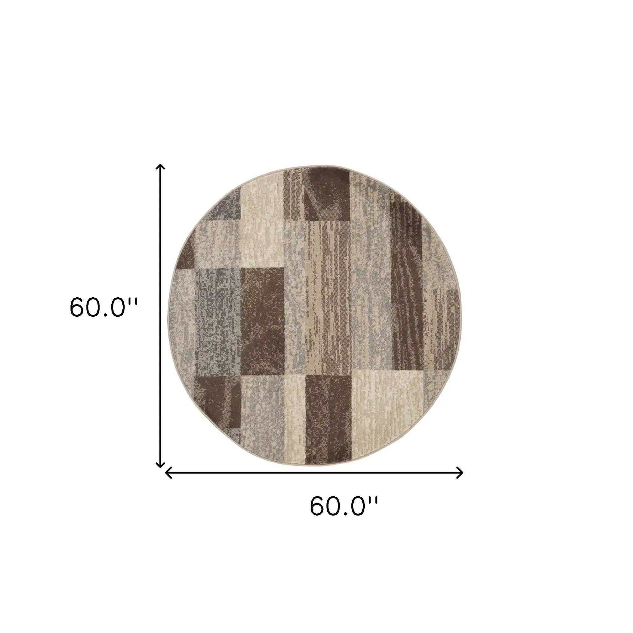 5' Round Slate Round Patchwork Power Loom Stain Resistant Area Rug - Homeroots - Flyclothing LLC