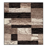 5' Square Chocolate Square Patchwork Power Loom Stain Resistant Area Rug - Homeroots