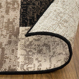 5' Square Chocolate Square Patchwork Power Loom Stain Resistant Area Rug - Homeroots