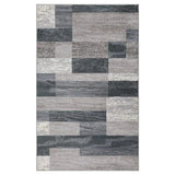 5' X 8' Blue And Taupe Patchwork Power Loom Stain Resistant Area Rug - Homeroots