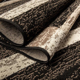 5' X 8' Chocolate Patchwork Power Loom Stain Resistant Area Rug - Homeroots