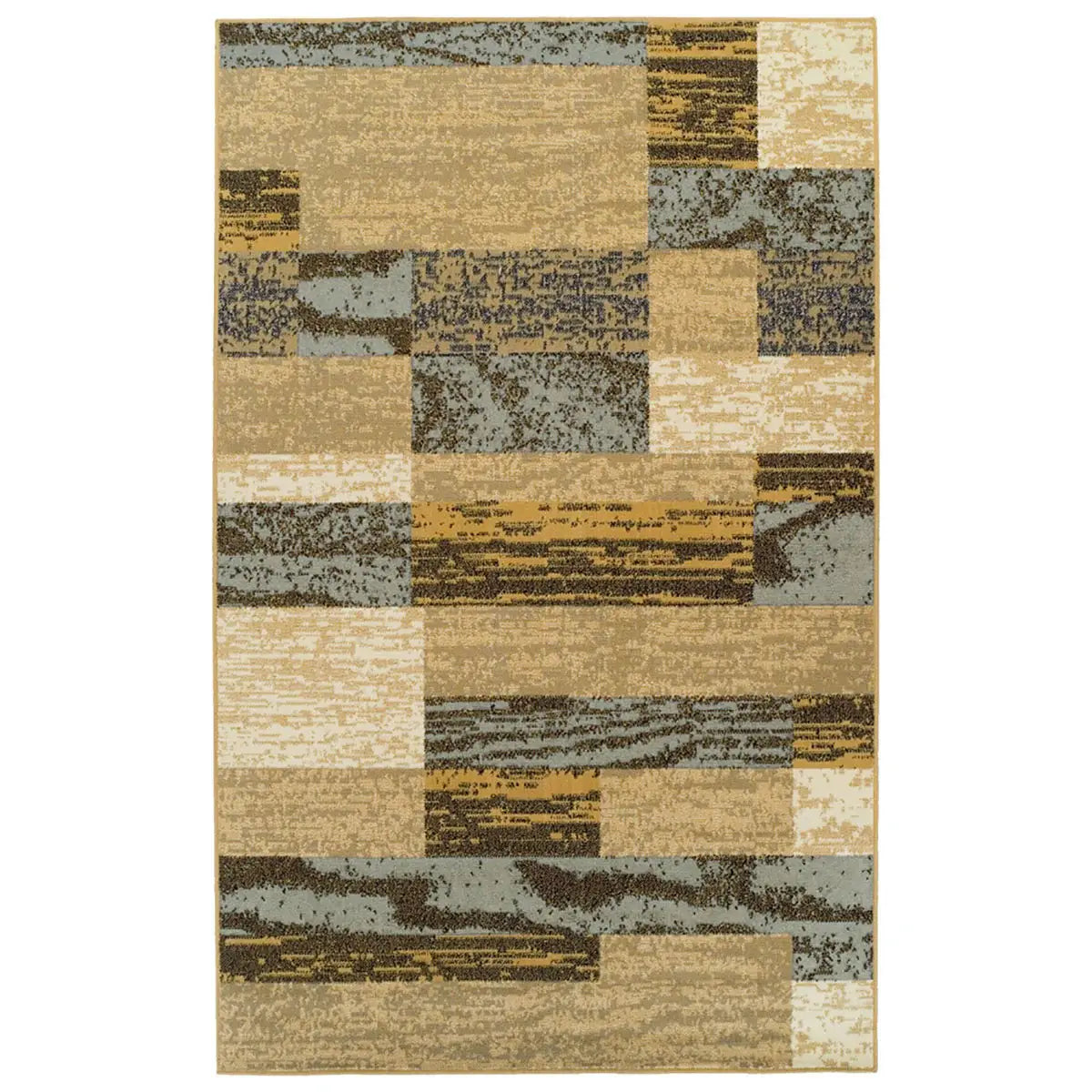 5' X 8' Light Blue And Beige Patchwork Power Loom Stain Resistant Area Rug - Homeroots - Flyclothing LLC