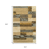5' X 8' Light Blue And Beige Patchwork Power Loom Stain Resistant Area Rug - Homeroots