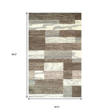5' X 8' Light Blue And Ivory Patchwork Power Loom Stain Resistant Area Rug - Homeroots - Flyclothing LLC