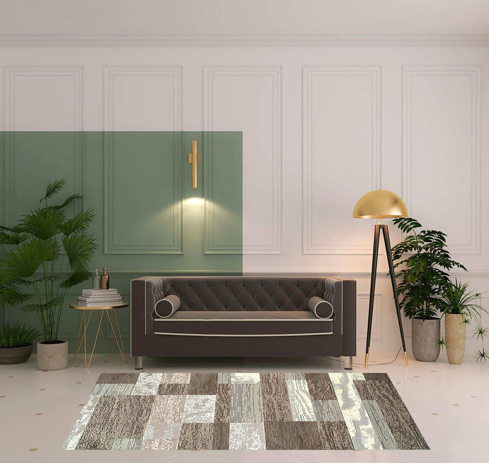 5' X 8' Light Blue And Ivory Patchwork Power Loom Stain Resistant Area Rug - Homeroots - Flyclothing LLC