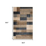 5' X 8' Midnight Navy Patchwork Power Loom Stain Resistant Area Rug - Homeroots