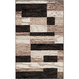 7' X 9' Chocolate Patchwork Power Loom Stain Resistant Area Rug - Homeroots