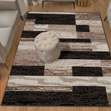 7' X 9' Chocolate Patchwork Power Loom Stain Resistant Area Rug - Homeroots - Flyclothing LLC