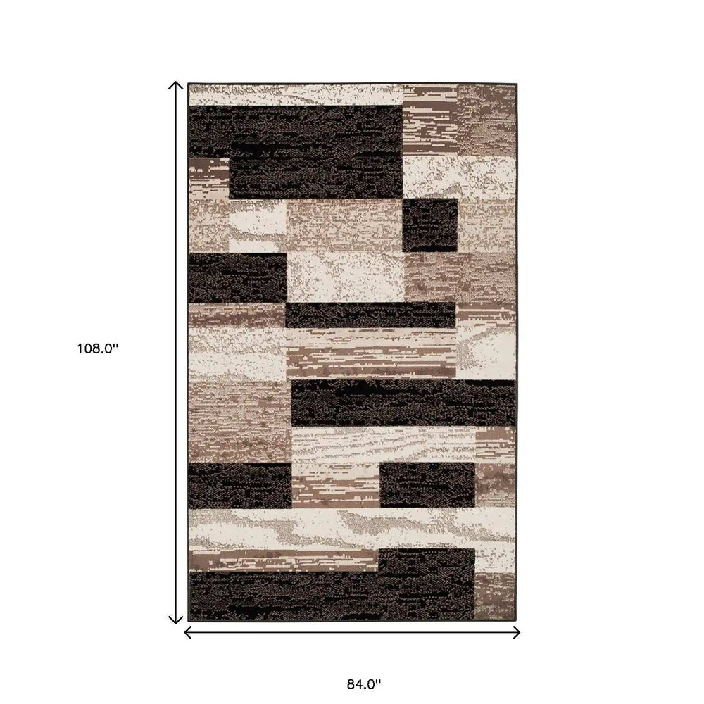 7' X 9' Chocolate Patchwork Power Loom Stain Resistant Area Rug - Homeroots - Flyclothing LLC
