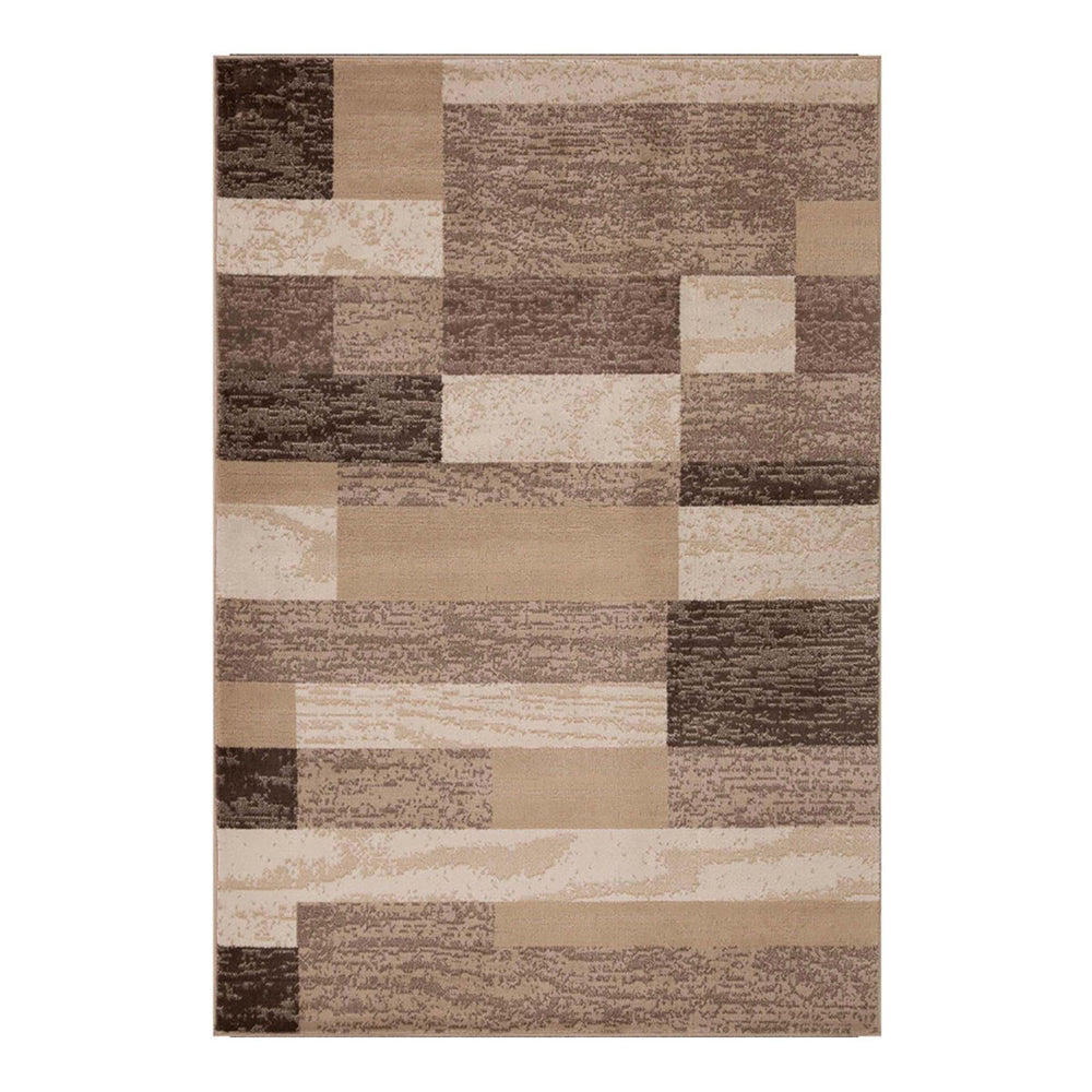 7' X 9' Beige Patchwork Power Loom Stain Resistant Area Rug - Homeroots