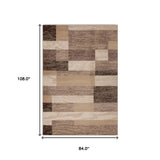 7' X 9' Beige Patchwork Power Loom Stain Resistant Area Rug - Homeroots