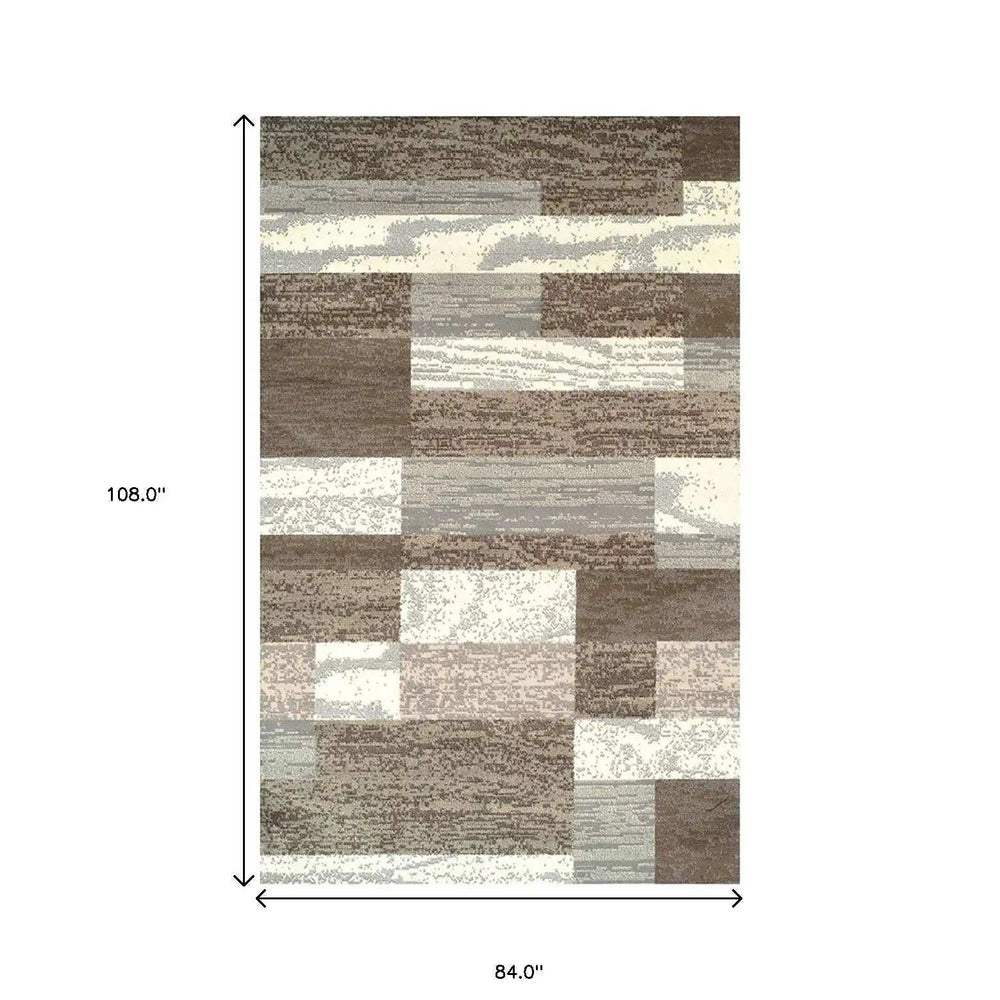7' X 9' Light Blue And Ivory Patchwork Power Loom Stain Resistant Area Rug - Homeroots - Flyclothing LLC