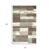 7' X 9' Light Blue And Ivory Patchwork Power Loom Stain Resistant Area Rug - Homeroots