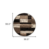 8' Round Chocolate Round Patchwork Power Loom Stain Resistant Area Rug - Homeroots