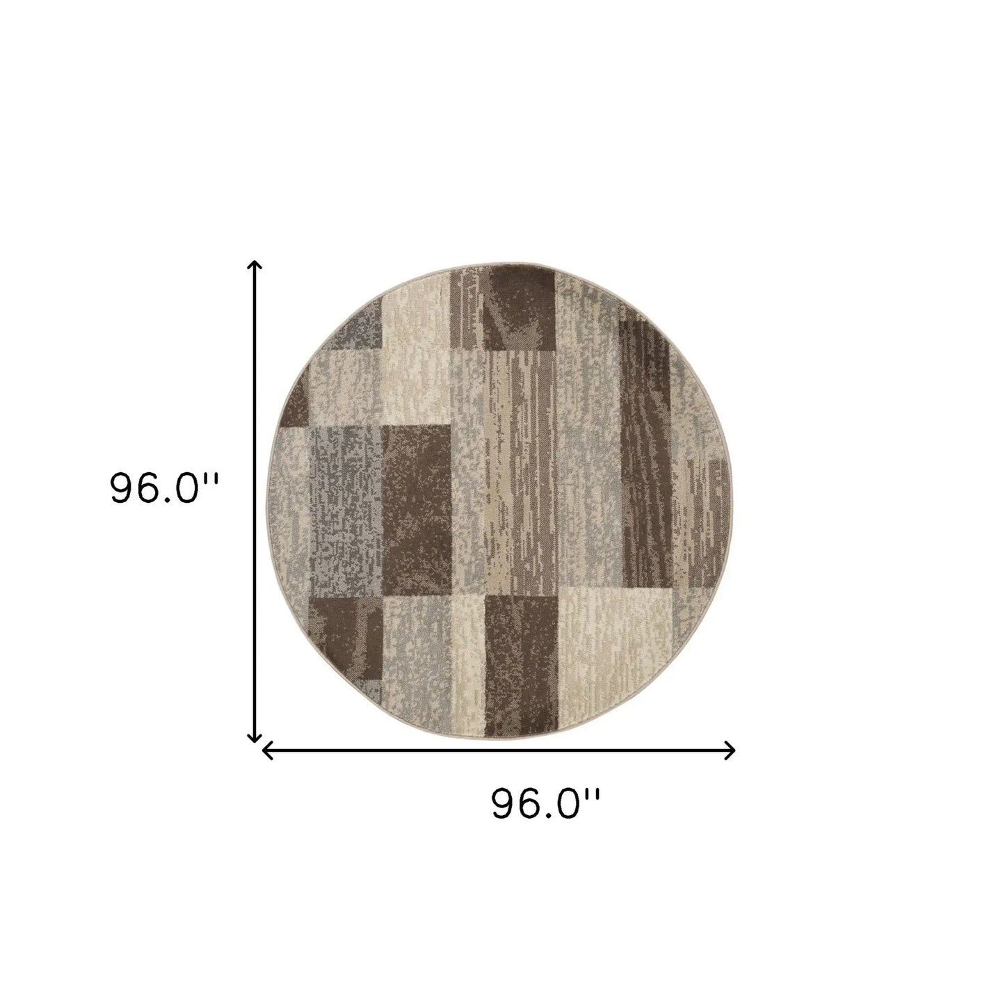8' Round Slate Round Patchwork Power Loom Stain Resistant Area Rug - Homeroots - Flyclothing LLC