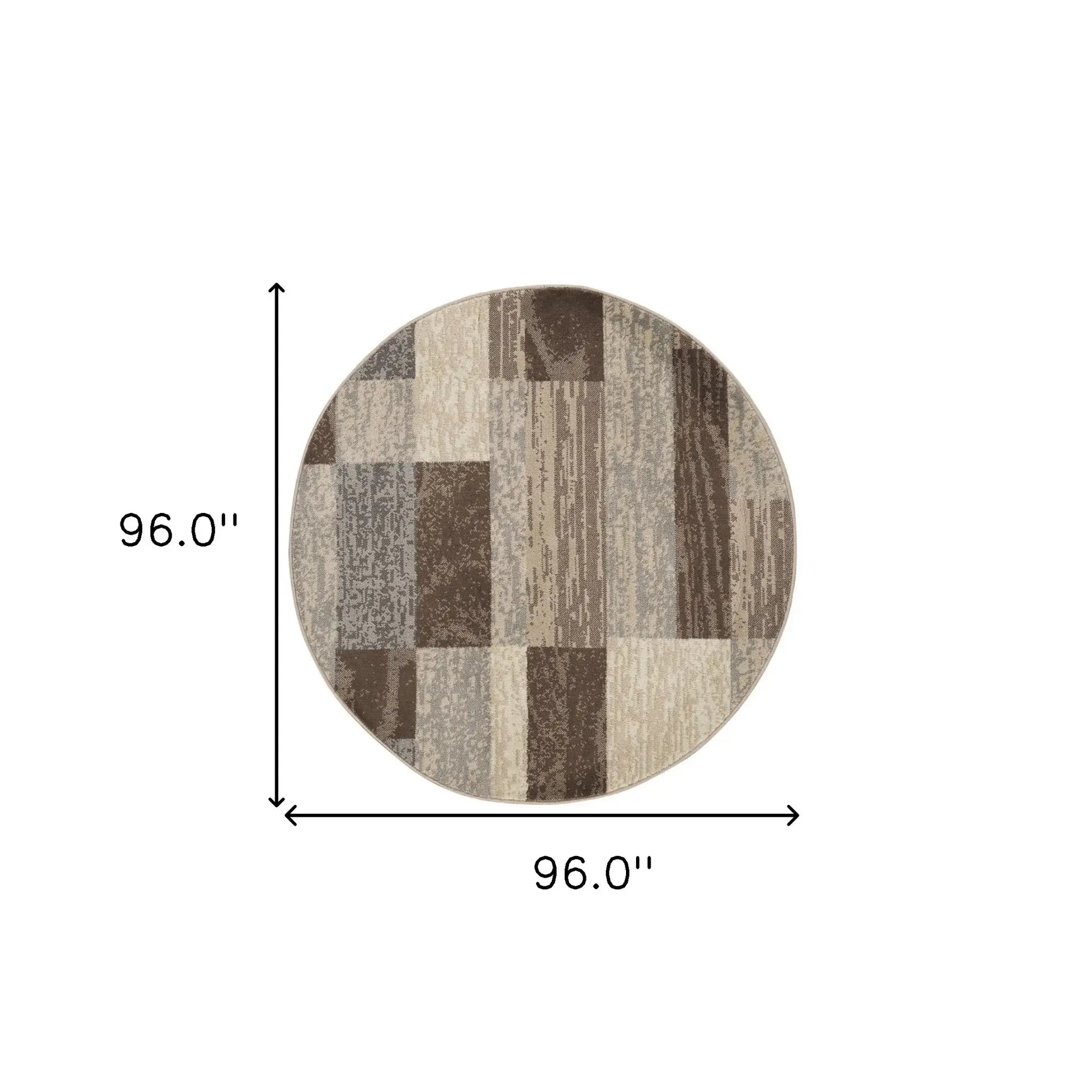 8' Round Slate Round Patchwork Power Loom Stain Resistant Area Rug - Homeroots - Flyclothing LLC