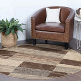 8' Round Slate Round Patchwork Power Loom Stain Resistant Area Rug - Homeroots