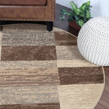 8' Round Slate Round Patchwork Power Loom Stain Resistant Area Rug - Homeroots