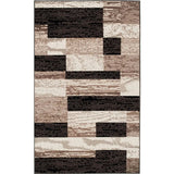 8' X 10' Chocolate Patchwork Power Loom Stain Resistant Area Rug - Homeroots